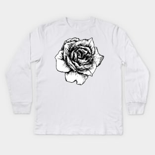 Black and white rose Kids Long Sleeve T-Shirt